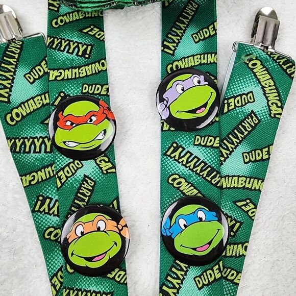 Teenage Mutant Ninja Turtles Green Suspenders with Pins - Picture 2 of 8